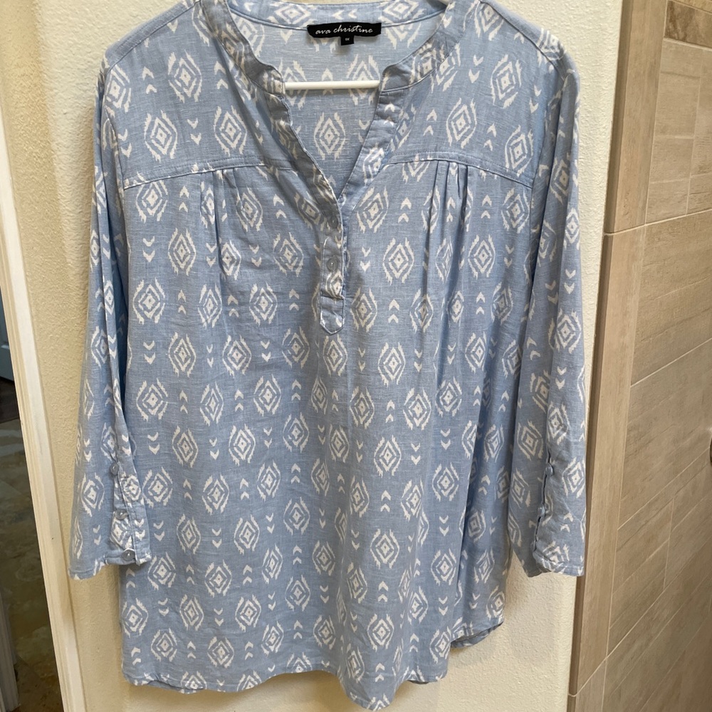 Ava Christina Women’s Linen Blend Tunic 1X